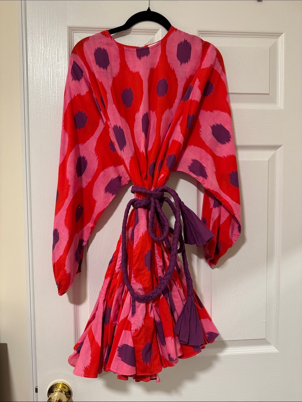 RHODE Ella Dress Pink, Red, and Purple Dress  with Belt - Size M